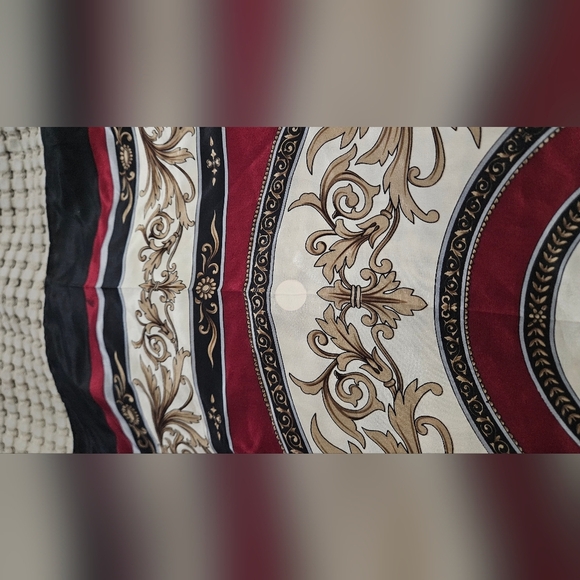 Vintage 1980s Silk Heraldic Shield Versace Style Large Sqaure Scarf. Red/Black. - Picture 9 of 11